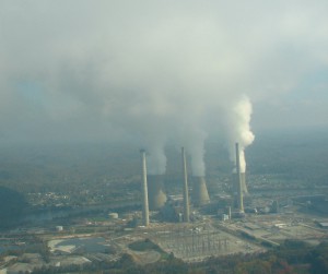 AEP's John Amos coal-fired power plant near Charleston, WV. Photo by Vivian Stockman. Flyover courtesy SouthWings.org