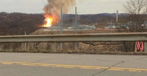 Pipeline explosion in Marshall County, WV. Photo from WRTF news story.