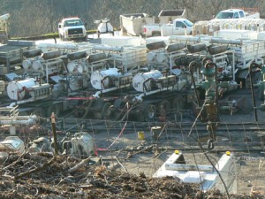 Trucks at a fracking site in north-central WV. Photo courtesy WV Host Farms.