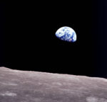 Iconic Apollo 8 NASA photof taken from moon showing Earth rising